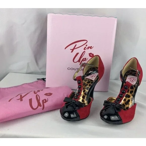 Rockabilly Chaussures Pin Up Couture Pinup Couture Flapper-35 In Red Vegan  Leather – Pleaser Shoes